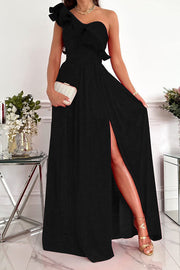 Darling Muse Ruffle One Shoulder Party Maxi Dress