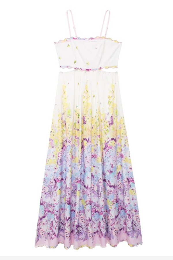 Modisches Kleid mit Strapsenprint und Bindeband auf der Rückseite