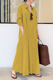 Long Sleeve Simple Loose Casual Long Dress