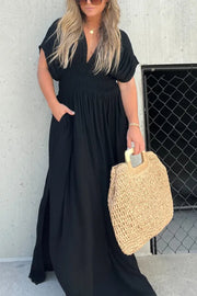 SLIT V-NECK EFFORTLESS MAXI LONG DRESS (BUY 2 FREE SHIPPING)