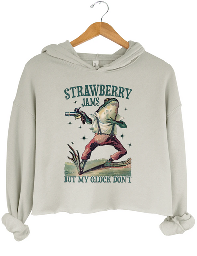 Strawberry Jams But My Glock Don't Crop Hoodie