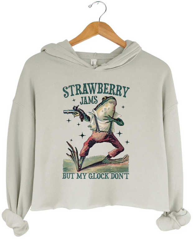 Strawberry Jams But My Glock Don't Crop Hoodie