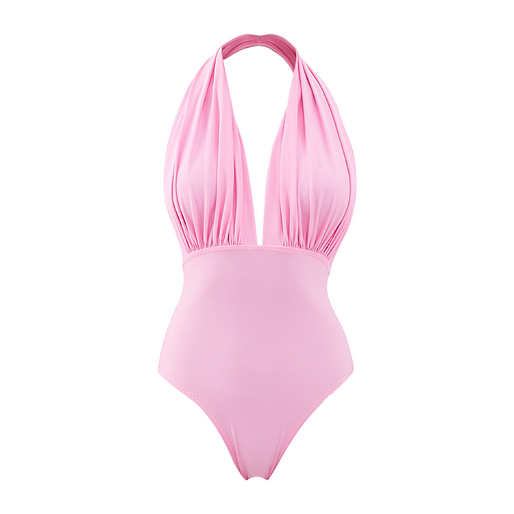 Maillot de bain une pièce à col en V et jupe 