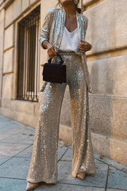 Special Treat Sequin High Rise Wide Leg Party Pants