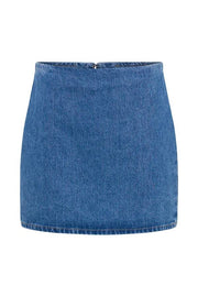 Modern Flavor Denim High Rise Back Zipper A-line Stretch Mini Skirt