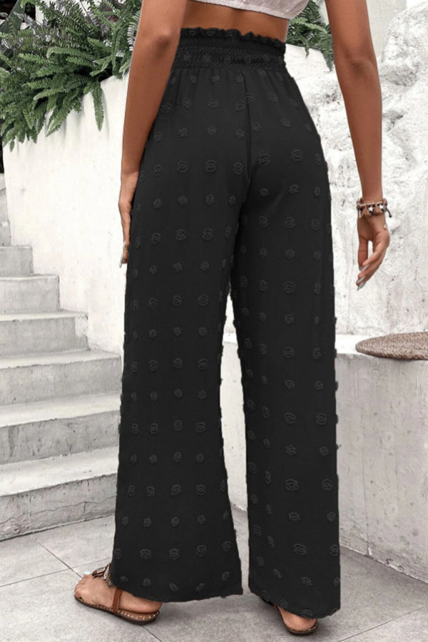 High Waist Jacquard Wide Leg Pants Casual Trousers