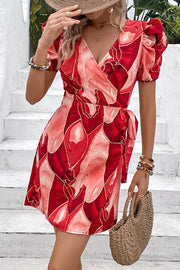 tie bow print dress