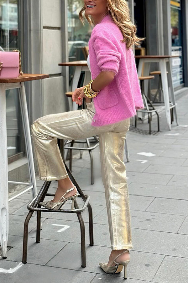 Cardigan pull col rond ample et simple