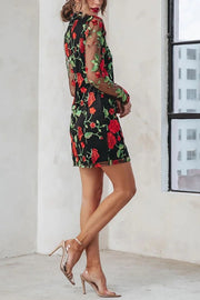 Hello Beautiful Embroidered Floral Mesh Mini Dress