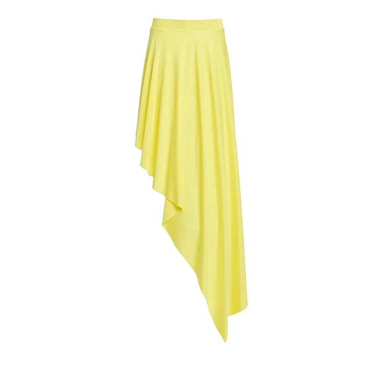 Maillot de bain une pièce asymétrique à bretelles et jupe de couleur unie 