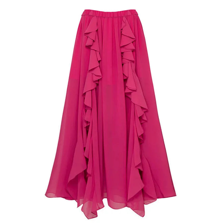 Maillot de bain une pièce et jupe découpés Vioye Deep V Rose Red 