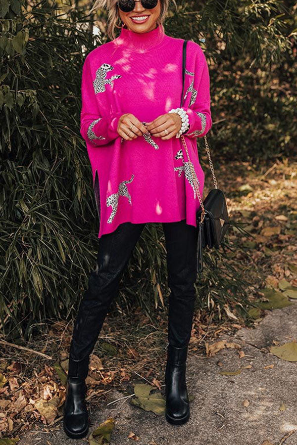 COZY AND KIND – LOCKERES SWEATSHIRT MIT LEOPARDENSCHLITZ