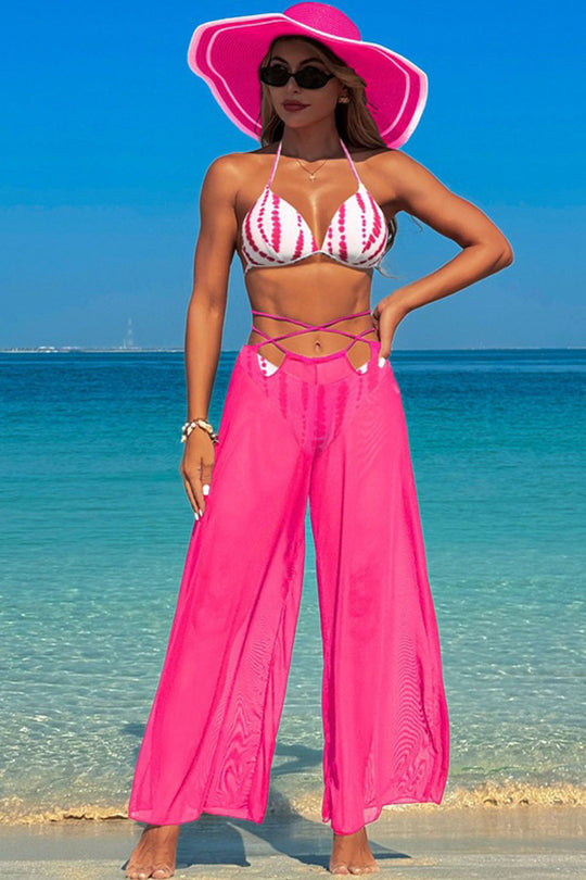 Multicolor printed suspender swimsuit three-piece swimsuit
