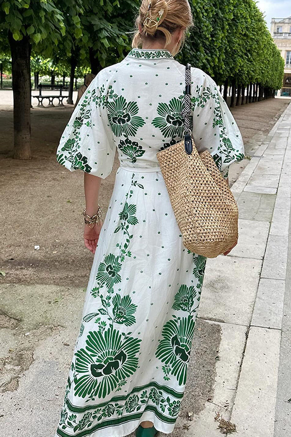 Einzigartiges Maxikleid mit Knopfleiste und langen Ärmeln