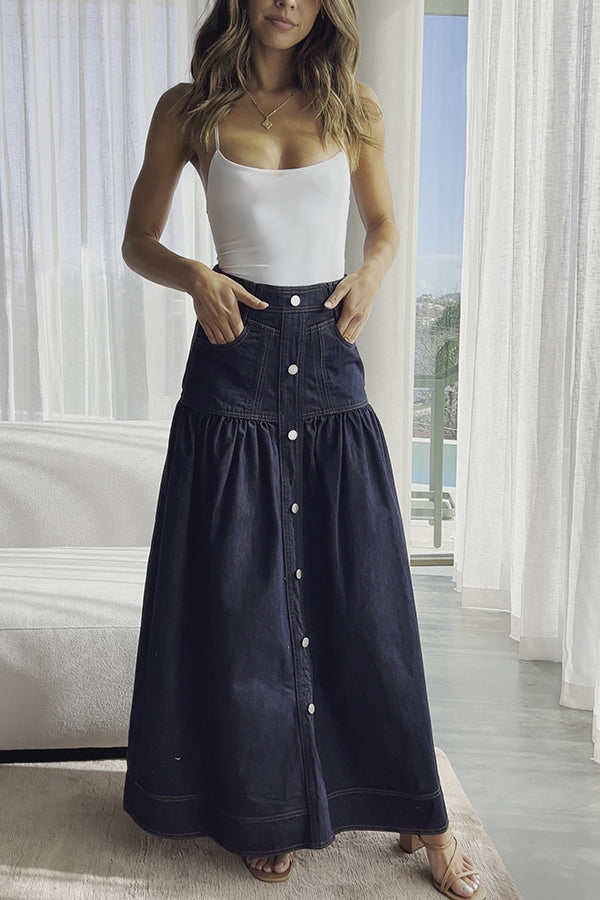 Penelope Blue Denim Midi Skirt