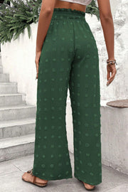 High Waist Jacquard Wide Leg Pants Casual Trousers