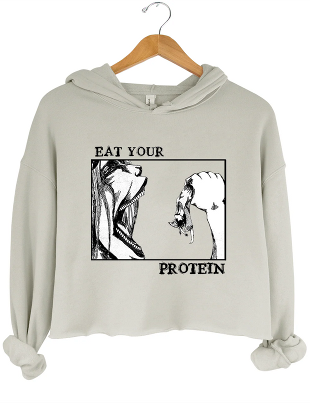 Attack On Titan Eat Your Protein Crop Hoodie