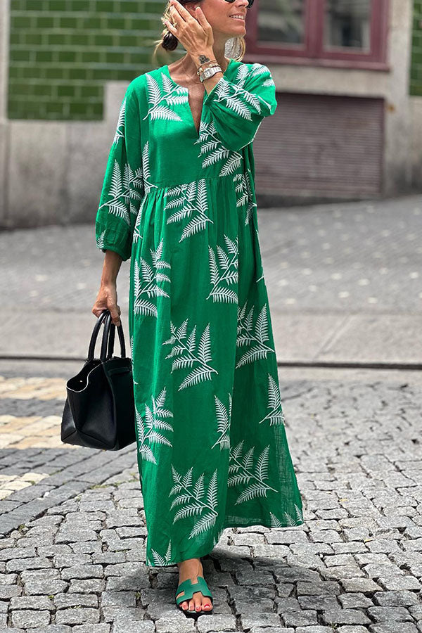 robe ample à motif feuillage 