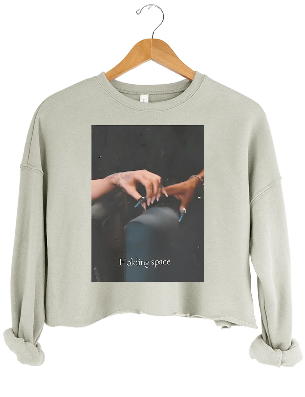 Holding Space Ariana Cynthia Finger Hold Defying Gravity Crop Sweatshirt
