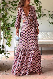 Serene Dreams Printed Side Cutout Elastic Waist Maxi Dress