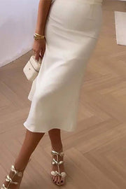 ELEGANT SOLID COLOR BANDEAU DRESS