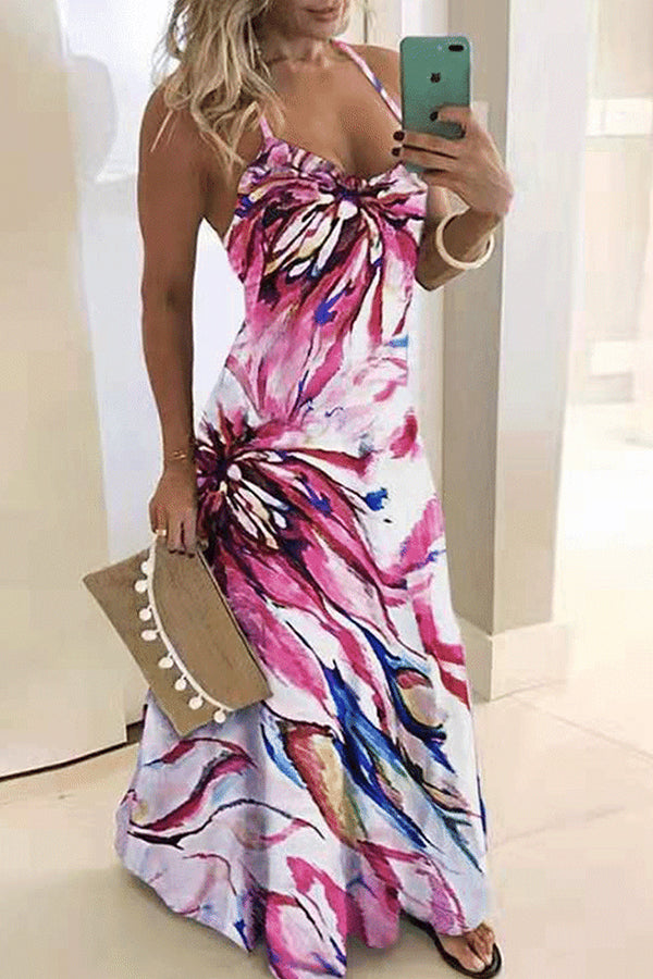 Summer Flame Print Camisole Dress