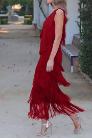 Off-Shoulder Elegant Fringe Dress