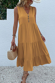 Sleeveless loose casual solid color vest dress