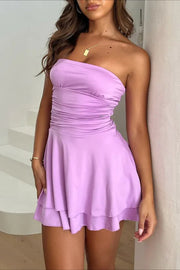 STRAPLESS RUFFLED MINI DRESS (BUY 2 FREE SHIPPING)