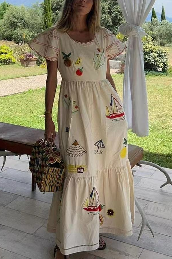 Langes Kleid mit Street Fashion-Print
