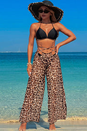 Multicolor printed suspender swimsuit three-piece swimsuit