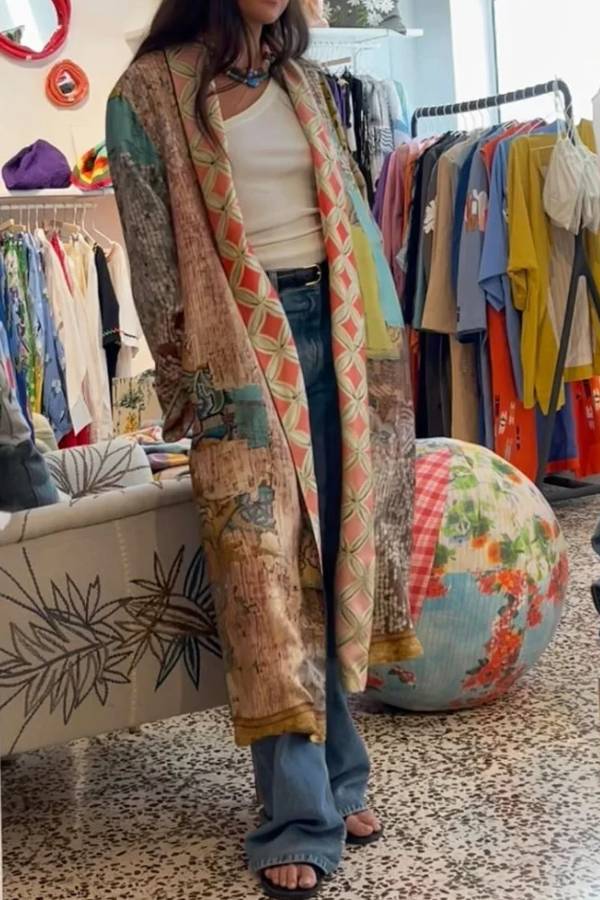 Cardigan imprimé recto-verso rétro tendance