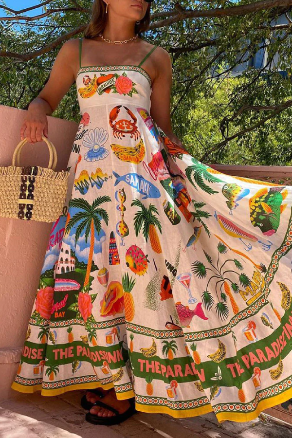 Summer Vacation Style Suspender Dress