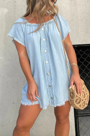 NEW SHORT SLEEVE CASUAL DENIM DRESS (BUY 2 FREE SHIPPING)