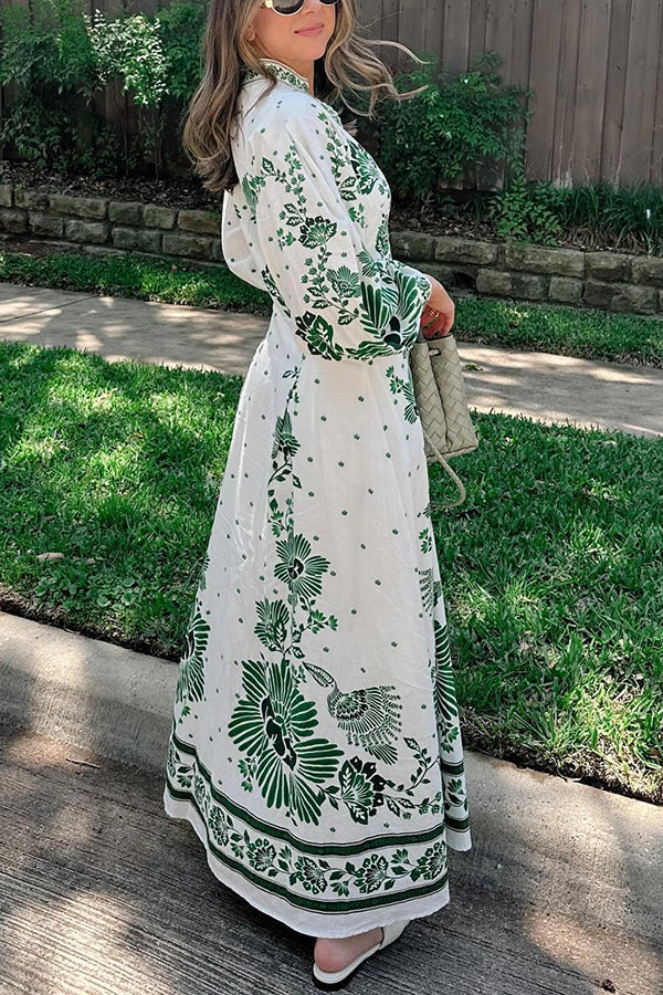 Einzigartiges Maxikleid mit Knopfleiste und langen Ärmeln