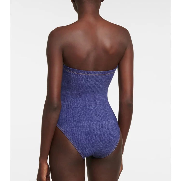 Maillot de bain une pièce bandeau à nœud papillon et jupe 