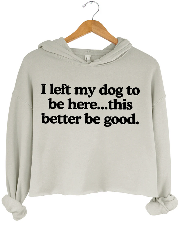 I Left My Dog To Be Here This Better Be Good Crop Hoodie