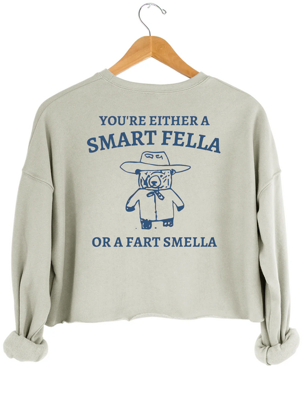Are You A Smart Fella Or Fart Smella? Crop Sweatshirt