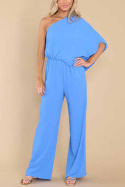 Slim drape high waist casual jumpsuit