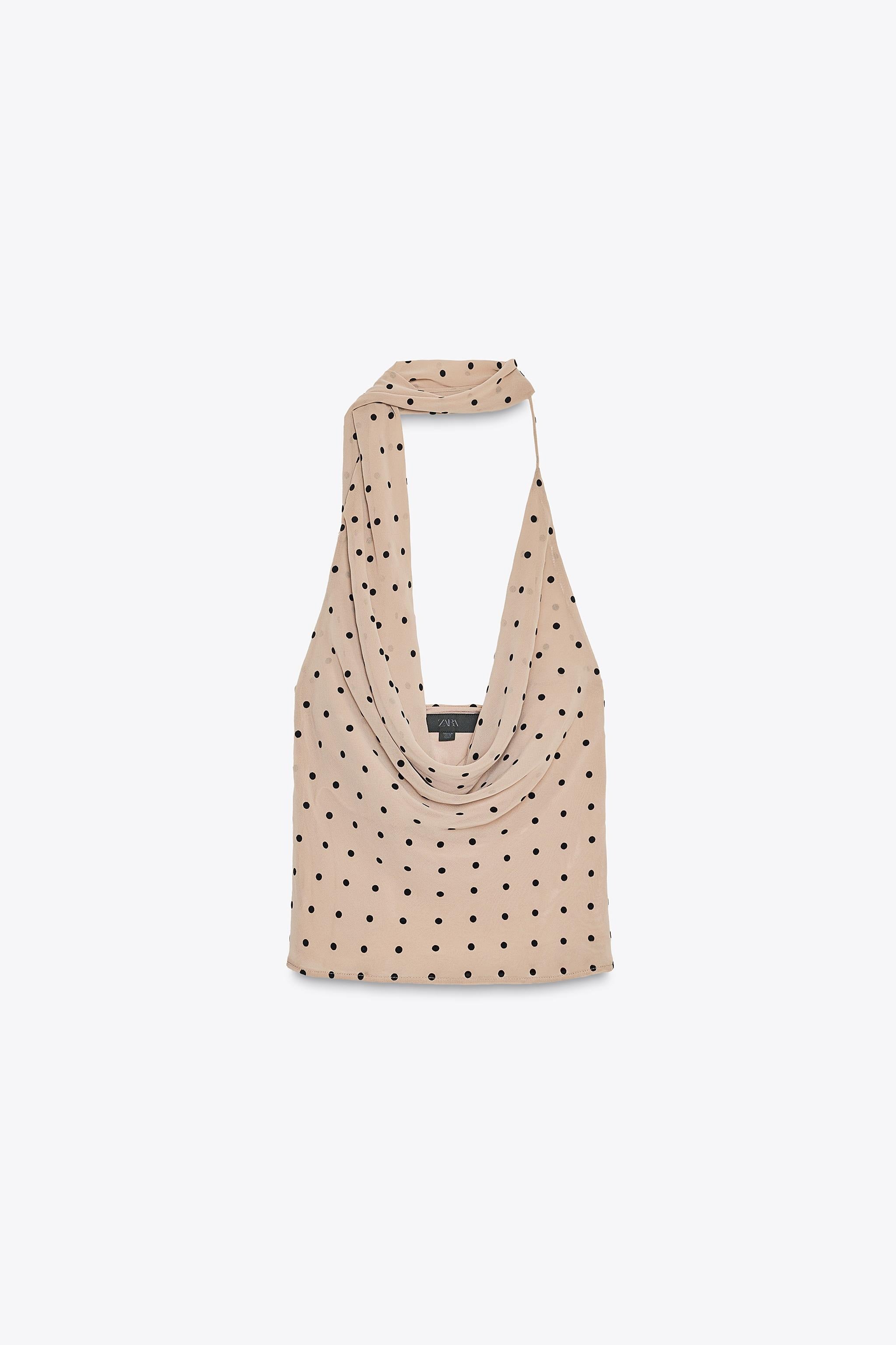POLKA DOT HALTERNECK TOP WITH SCARF