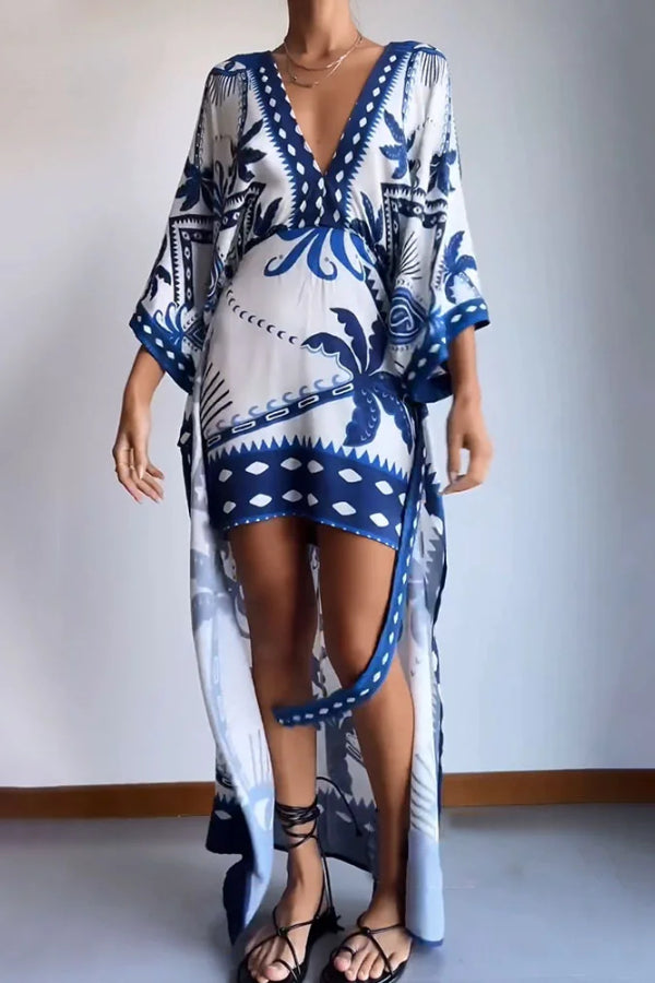 Robe imprimée chic en deux pièces à lacets 