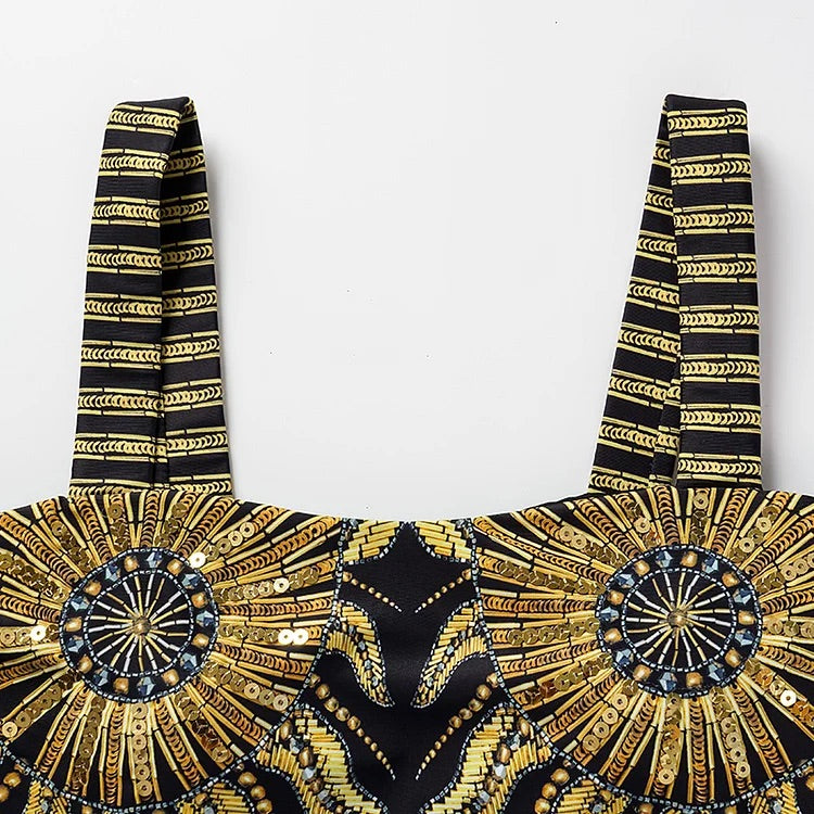 swimgirls – Einteiliger Badeanzug und Sarong mit Sling-Print 
