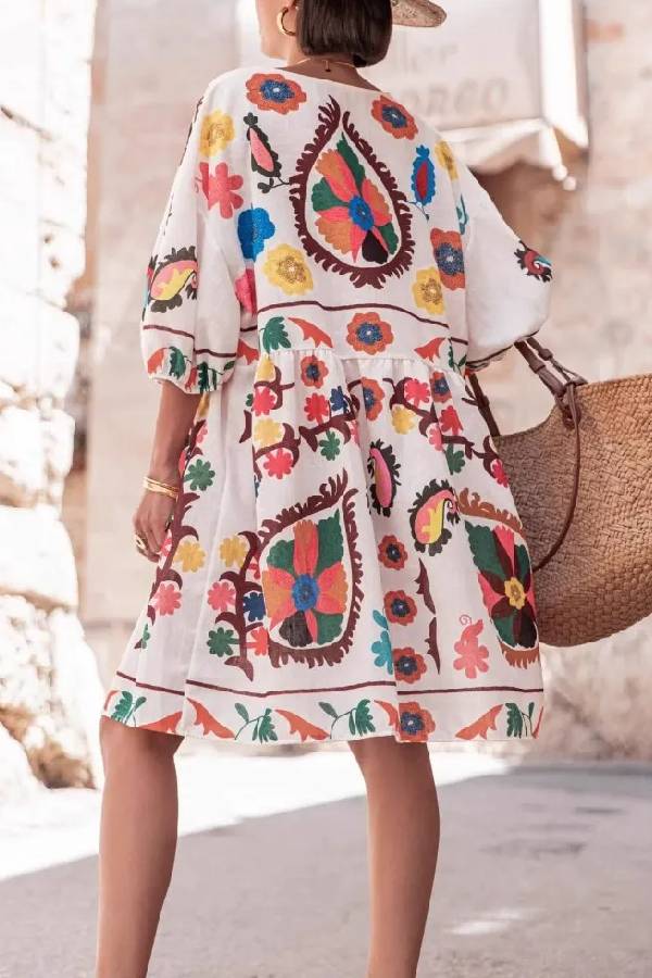 Loose Plus Size Women's Short Sleeve Mini Dress