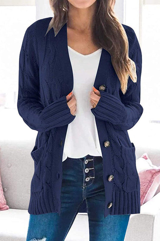 Cardigan épais en tricot de couleur unie à boutons