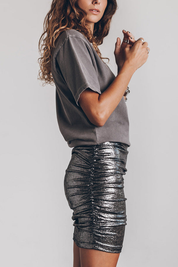 The Perfect Match Minirock aus Glitzerstoff mit gerüschtem Gummibund