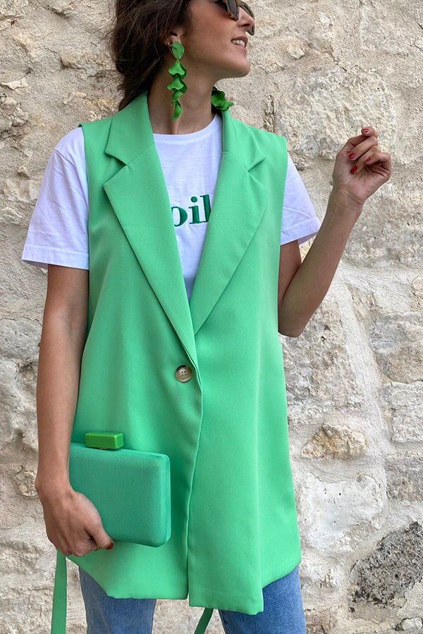 Confessions de mode : gilet blazer décontracté à revers et bretelles latérales