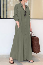 Long Sleeve Simple Loose Casual Long Dress