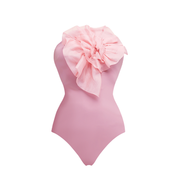 Organza 3D Flower Decor One Piece Swimsuit and Skirt