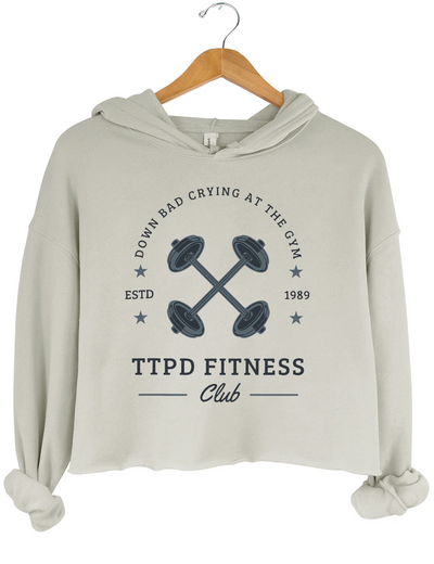 TTPD Fitness Club Down Bad Crying At The Gym Crop Hoodie