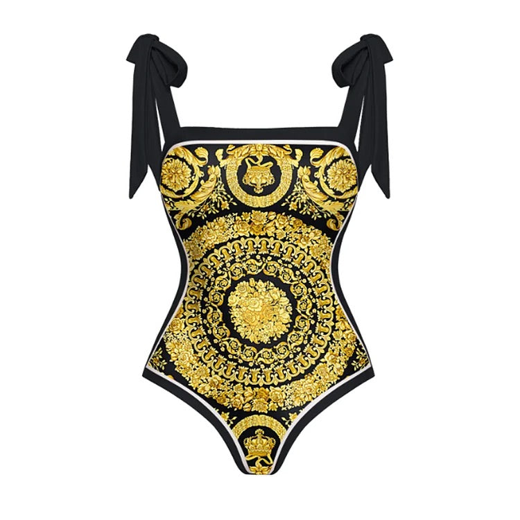 swimgirls Wendbarer Badeanzug mit Schleife und Schulterschnürung, einteilig, und Sarong 